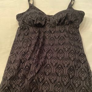 Crochet Side Slit V Neck Swimdress size 16